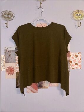 Free People Breezy Tempo Short Sleeve Tee- Olive Green